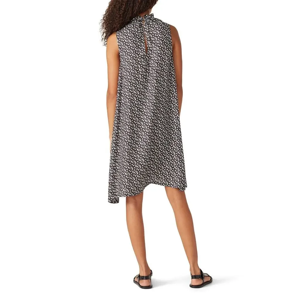 Officine Generale Louison Black Floral Print Silk Sleeveless Shift Dress Size L - Picture 3 of 16